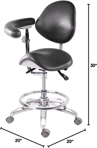 Vista 2 de Silla de silla de montar taburete de oficina Dentist's Doctor's Assistant's Deluxe Chair PU Leather