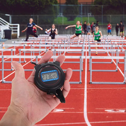 Vista 5 de DECHOUS Digital Stopwatch with Date Display Lightweight Portable Timer for Swimming Running Yoga Training Sports Timer for Coaches Black