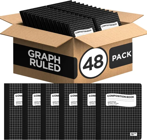 Vista 8 de Cuadernos de composición, cuádruple rayado, cuaderno de composición de papel cuadriculado, cuaderno de composición gráfica, 100 hojas, 9.75 pulgadas
