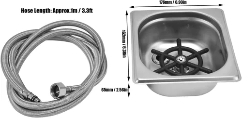 Vista 7 de Enjuagador de vidrio limpiador automático de vasos plateado para bar, pub, restaurante, cafetería, hotel, con funciones de limpieza eficientes