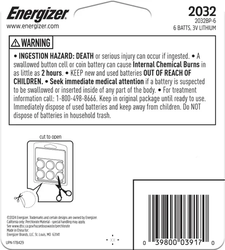 Vista 2 de Energizer Baterías 2032 (paquete de 6), baterías de litio de 3 V