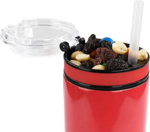Vista 6 de Potted Pans Vaso combinado de bebida para aperitivos, vaso de bebida con aislamiento de doble pared de 22 onzas rojo brillante con cuenco