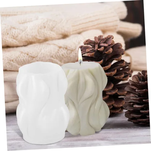Vista 3 de Molde de vela de silicona para hacer velas, juego de 4 moldes de vela de silicona, rotación de ondas, molde de silicona 3D para hacer velas, jabón