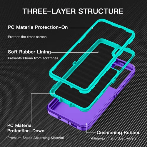 Vista 2 de I-HONVA Funda para Galaxy S21 5G a prueba de golpes, a prueba de polvo y caídas, 3 capas de protección de cuerpo completo