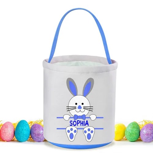 Canastas de Pascua personalizadas, cesta de Pascua azul con nombre, cestas de Pascua para niños, cesta de conejo de Pascua, cesta de Pascua con asa,