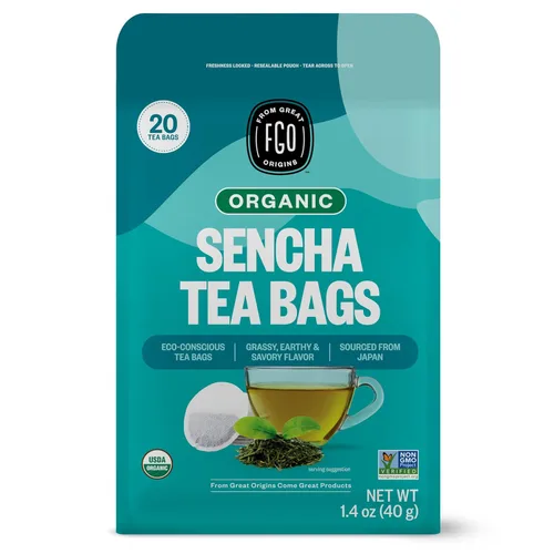 Vista 48 de FGO Té orgánico de Ashwagandha, 100 unidades, bolsitas de té de hierbas ecológicas, bolsa resellable, sin cafeína, el embalaje puede variar