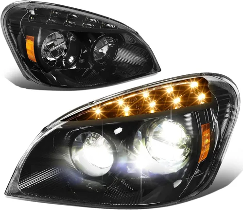 Vista 12 de DNA MOTORING Par de faros LED compatibles con Freightliner Cascadia 18-24, luces de señal de giro ámbar, negro, HL-HAY-060-BK