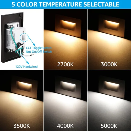 Vista 3 de LEONLITE Paquete de 12 luces LED 3CCT de 120 V, 3.5 W, 110 lúmenes, 5 % a 100 % regulables, para interiores y exteriores, impermeable, 3000 K/4000