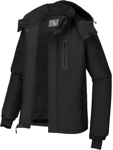 CAMEL CROWN Chaqueta de Esquí Impermeable de Nieve de Montaña para Hombre con Capucha Desmontable Resistente al Viento Parka de Forro Polar Chaqueta