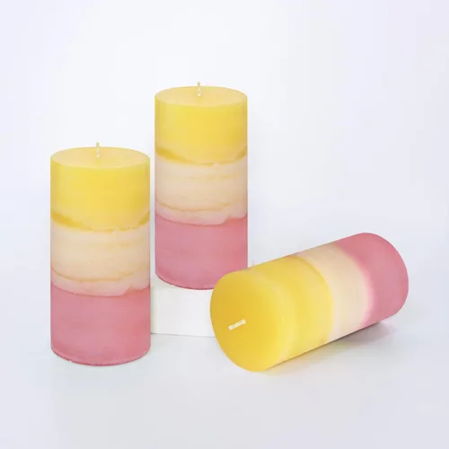 Vista 10 de Velas aromáticas de pilar FLAVCHARM de larga duración, sin goteo, rojas, 3x4 pulgadas