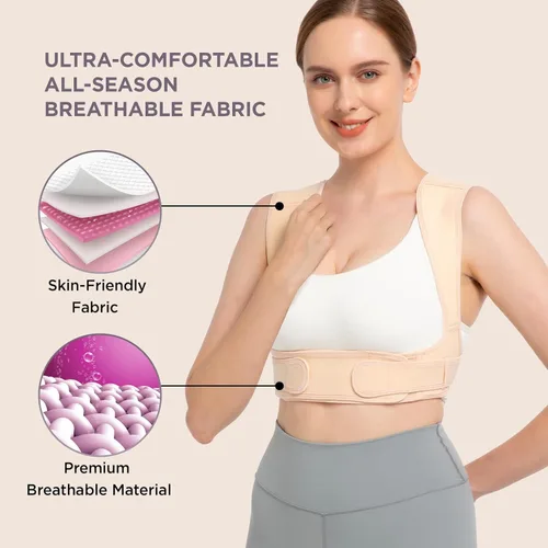 Vista 5 de Vicorrect - Corrector de postura para mujeres y hombres, corsé ajustable para la parte superior de la espalda con soporte para la clavícula
