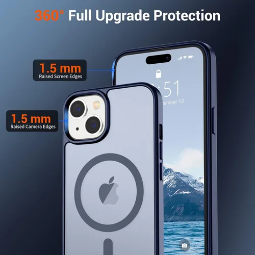 Vista 106 de SUPFINE - Funda magnética para iPhone 13 Pro Max (compatible con MagSafe), (protección contra caídas de grado militar de 10 pies), delgada, Negro