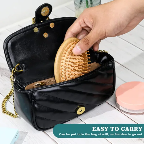 Vista 3 de Cepillo de bambú para el crecimiento del cabello, mini cepillo de bambú para el cuero cabelludo, masajeador de cuero cabelludo de madera, cepillo