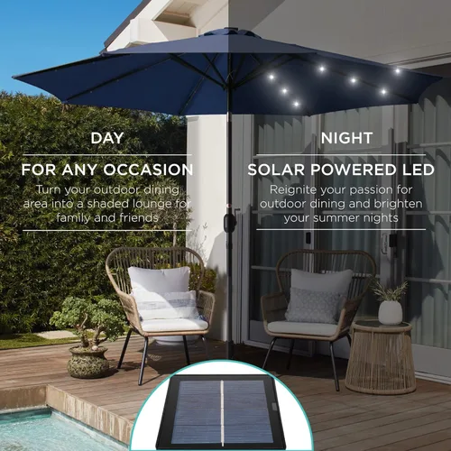 Vista 3 de Best Choice Products 10ft Solar Polyester LED Lighted Patio Umbrella wTilt Adjustment and UV-Resistant Fabric