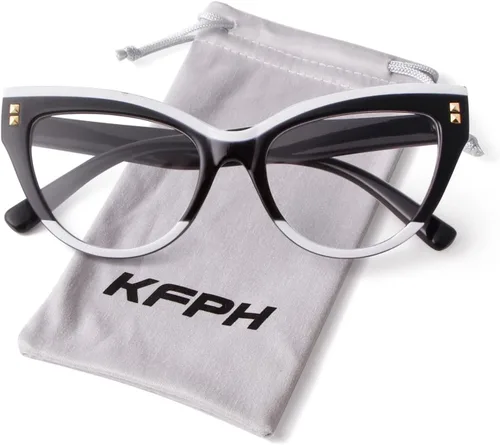Vista 8 de KFPH Stylish Cat Eye Glasses Blue Light Glasses Frames for Women Computer Gaming Reading Glasses Anti Glare & UV