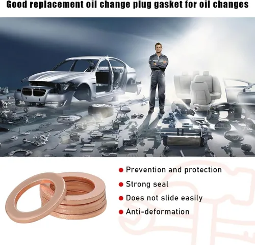 Vista 3 de povtii 10 PCS Juntas de Tapón de Drenaje de Aceite, Arandela de Aplastamiento de Aceite de Cobre de 14mm Compatible con Número de Parte OEM PN