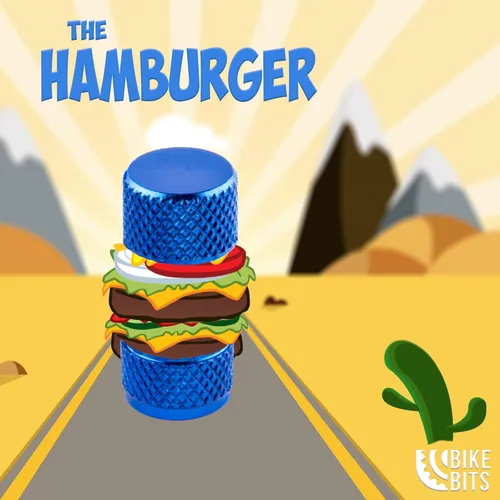 Vista 7 de Presta - Tapones de válvula de aluminio anodizado, uso en válvulas Presta/Francesas, diseños: bala, cohete, hamburguesa, cohete de bolsillo