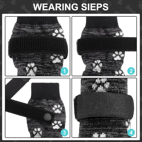 Vista 4 de KOOLTAIL Calcetines Antideslizantes para Perros para Pavimento Caliente/Frío para Evitar que Lamen las Patas, Botines para Suelos de Madera Dura