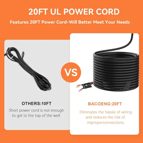 Vista 4 de BACOENG DC 12V Bomba de agua solar, bomba de pozo sumergible 20 pies, elevación de 20 GPM para granja y rancho