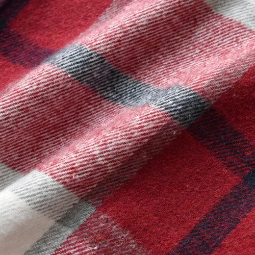 Vista 8 de IBAKOM Chaqueta a cuadros de manga larga con botones para bebés, niños y niñas, trajes de Navidad para otoño e invierno