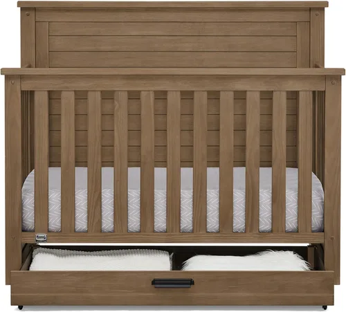 Vista 10 de Delta Children Simmons Kids Caden cuna convertible 6 en 1 con cajón de gaveta, certificada Greenguard Gold, roble envejecido
