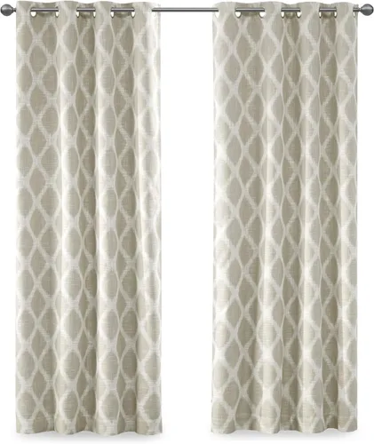 Vista 10 de Sun Smart Blakesly Cortinas opacas para ventana de patio, estampado Ikat, decoración de sala de estar, decoración de sala de estar, cortina con Aqua