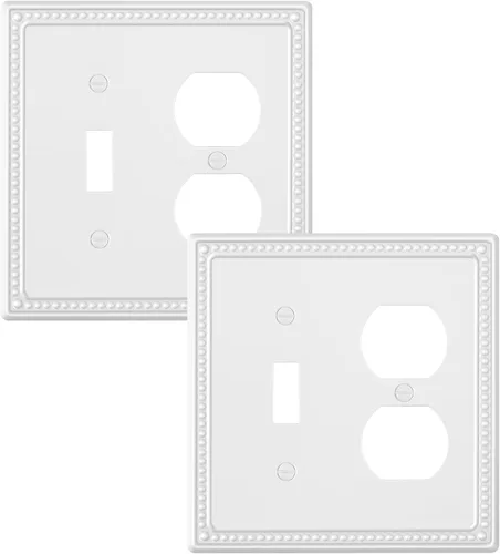 Vista 35 de Paquete de 2 cubiertas de placa de interruptor de luz de doble palanca, cubiertas decorativas de placa de doble interruptor Pearls, placa de pared