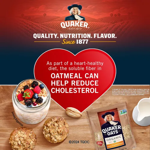 Vista 5 de Quaker Avena enrollada a la antigua, USDA Organic, proyecto sin OMG verificado, bolsas resellables de 24 onzas, (paquete de 8)