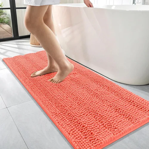 Vista 176 de OLANLY Tapetes de baño gruesos de chenilla a rayas de 30 x 20 pulgadas, extra suaves, absorbentes, con parte trasera de goma, se pueden lavar