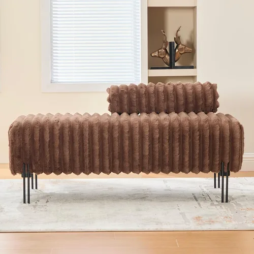 Vista 12 de NIOIIKIT Sofá biplaza moderno de 49.6 pulgadas, sofá tapizado con patas doradas y respaldo ajustable, sofás pequeños de piel sintética para Blanco