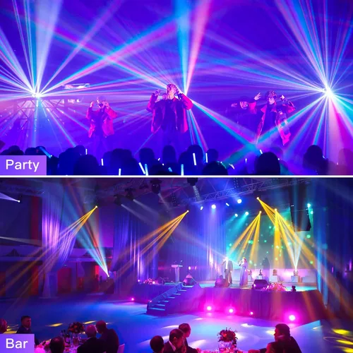 Vista 5 de Luz de haz de cabeza móvil 120 W LED RGBW 360 Rotación de cabeza móvil DJ luces DMX 512 con sonido activado para iluminación de escenario fiesta
