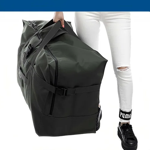 Vista 3 de Bolsa de lona grande, impermeable, para el fin de semana, bolsa de almacenamiento durante la noche sobre equipaje para aerolíneas, viajes