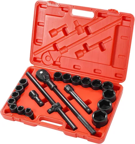Vista 14 de Vevor - Juego de 13 vasos de impacto de 1/2 pulgada, profundo, de 6 puntas, métrico de 10-24mm, acero de aleación CR-V para reparación