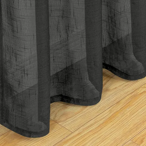 Vista 7 de BGment Juego de 2 paneles de cortinas de lino traslúcidas negras para sala de estar, cortinas semitransparentes de 84 pulgadas de largo