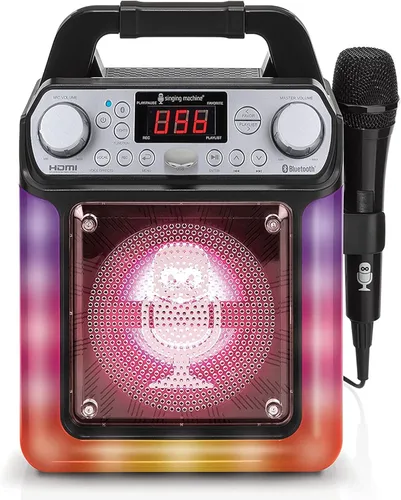 Vista 8 de Sistema de karaoke con Bluetooth parte superior para carga de CDG, espectáculo de discoteca sonido y luces (negro) SML385BTBK Singing Machine, Negro