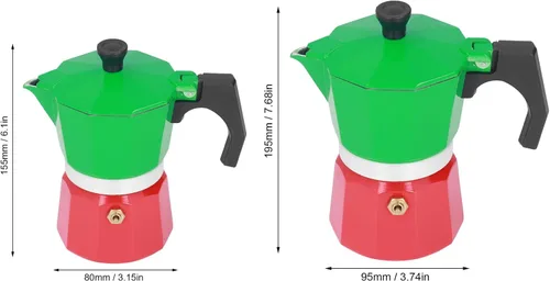 Vista 7 de Pilipane Cafetera de café expreso y cafetera, olla clásica de moka, cafetera de aluminio, cafetera de inducción Moka para capuchino o café con leche