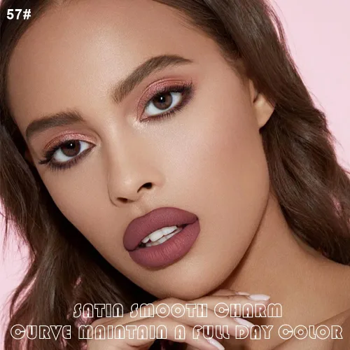 Vista 2 de AMY'S DIARY Juego de 2 piezas de delineador de labios y lápiz labial mate color marrón palisandro, tinte de labios verde brillo labial lápiz labial