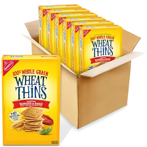 Wheat Thins Galletas de grano entero de 8.5 onzas, 6 unidades, tomate y albahaca secada, 6 unidades