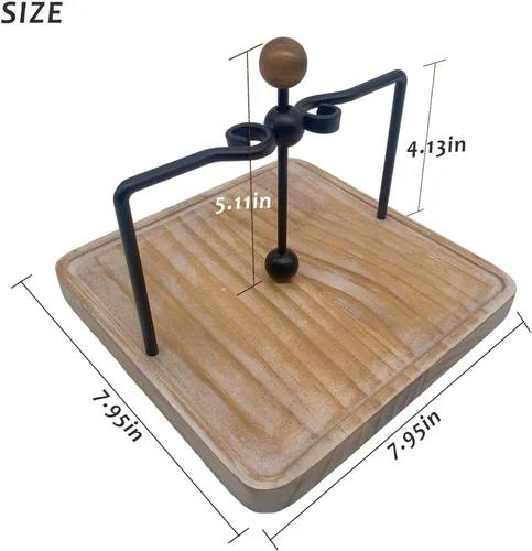 Vista 3 de Servilletero de madera rústica para mesa, decoración de mesa de cocina de granja, servilletero plano con brazo y asa con peso para el hogar, cocina