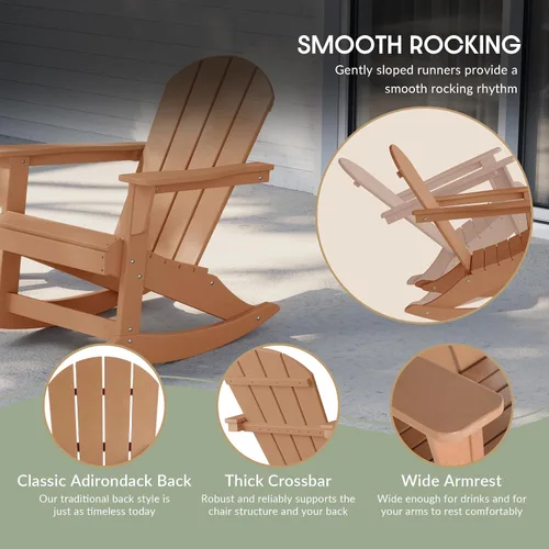 Vista 7 de WestinTrends Malibu - Mecedora Adirondack de polietileno para exteriores/patio, teca