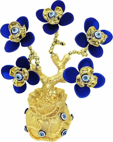 Mini árbol turco Nazar azul contra el mal de ojo en bolsa de riqueza, diseño de protección, regalo para decoración del hogar para cualquier