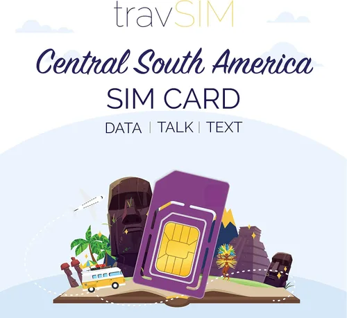 travSIM Tarjeta SIM de América Central del Sur (SIM) para 30 días válidos - 6GB de datos móviles - Colombia Brasil Nicaragua Panamá Costa Rica Perú