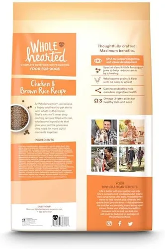 Vista 2 de WholeHearted by Petco All Breed Receta de pollo y arroz integral Alimento seco para cachorros 30 libras.
