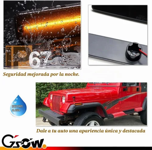 Vista 5 de Luces LED secuenciales de marcador lateral para guardabarros delanteros para J-e-e-p Wrangler JK 2007-2019, lámparas de marcador de parachoques