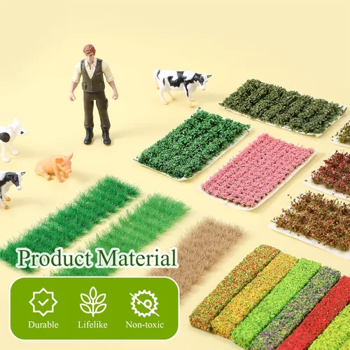 Vista 3 de Redbaker 288 Piezas Mechones de Césped Estático Racimo de Flores Grupos de Vegetación Autoadhesivos Mechones de Césped de Modelo Artificial DIY