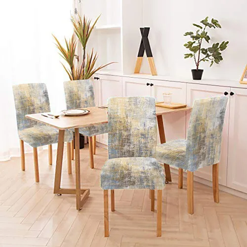 Vista 2 de TOMWISH Fundas para Sillas De Comedor 4, Fundas para sillas de comedor, pintura de arte abstracto, funda extraíble elástica de elastano para silla