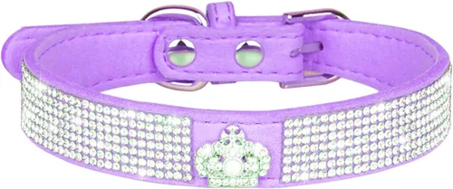 Vista 23 de Lindo collar para perro con diamantes de imitación brillantes, elegante collar de cristal con purpurina bonita joya suave para perros de raza