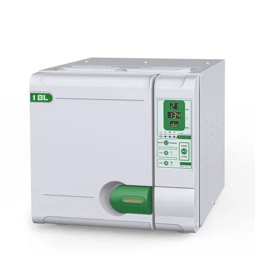 Esterilizador de vapor automático de 18 L Autoclave 3 veces Pre-Vacío Clase B con impresora, 3 bandejas y función de secado rápido al vapor verde