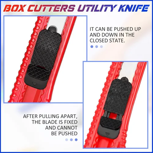 Vista 4 de Chumia Paquete de 60 cortadores de caja a granel de 0.709 in de ancho de plástico desechable, cuchillo de papel retráctil, compacto uso extendido