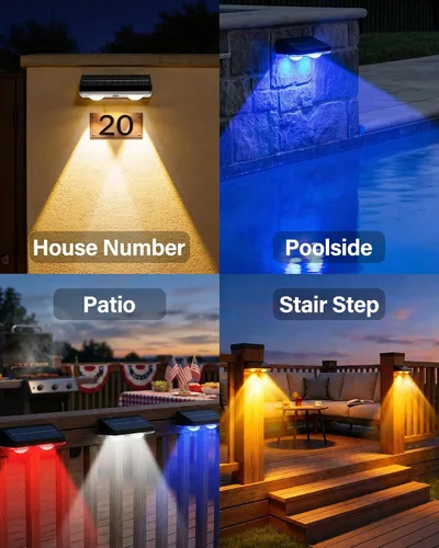 Vista 7 de Luces solares para valla al aire libre, paquete de 6 luces de valla Negro